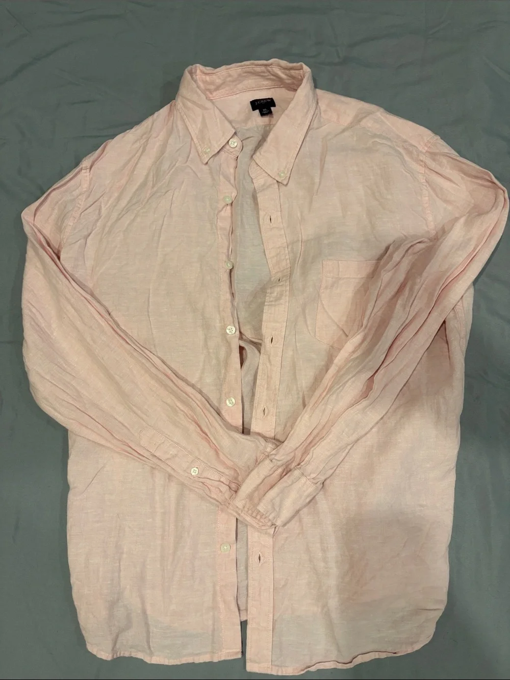 Jcrew Men's Linen Pink Button-Up Shirt